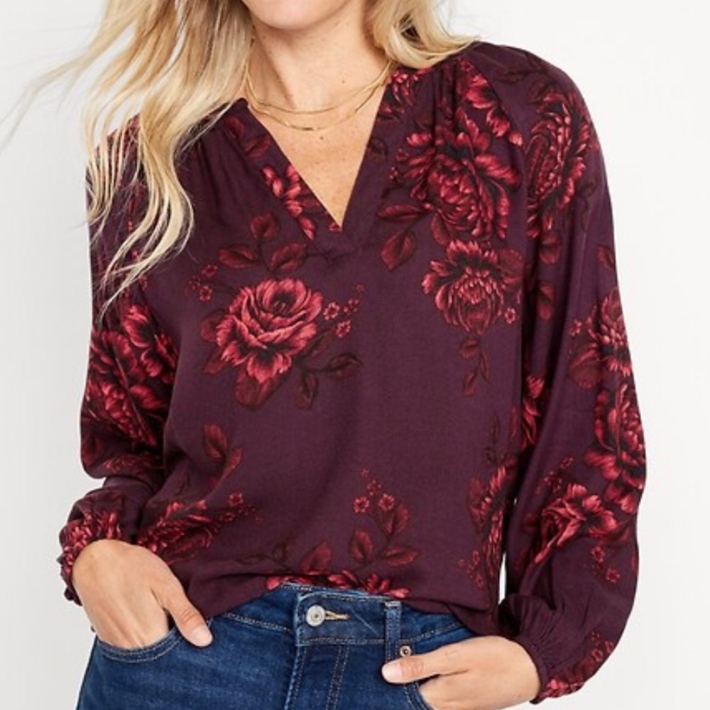 Old Navy NWT Split Neck Long Sleeve Top Size L